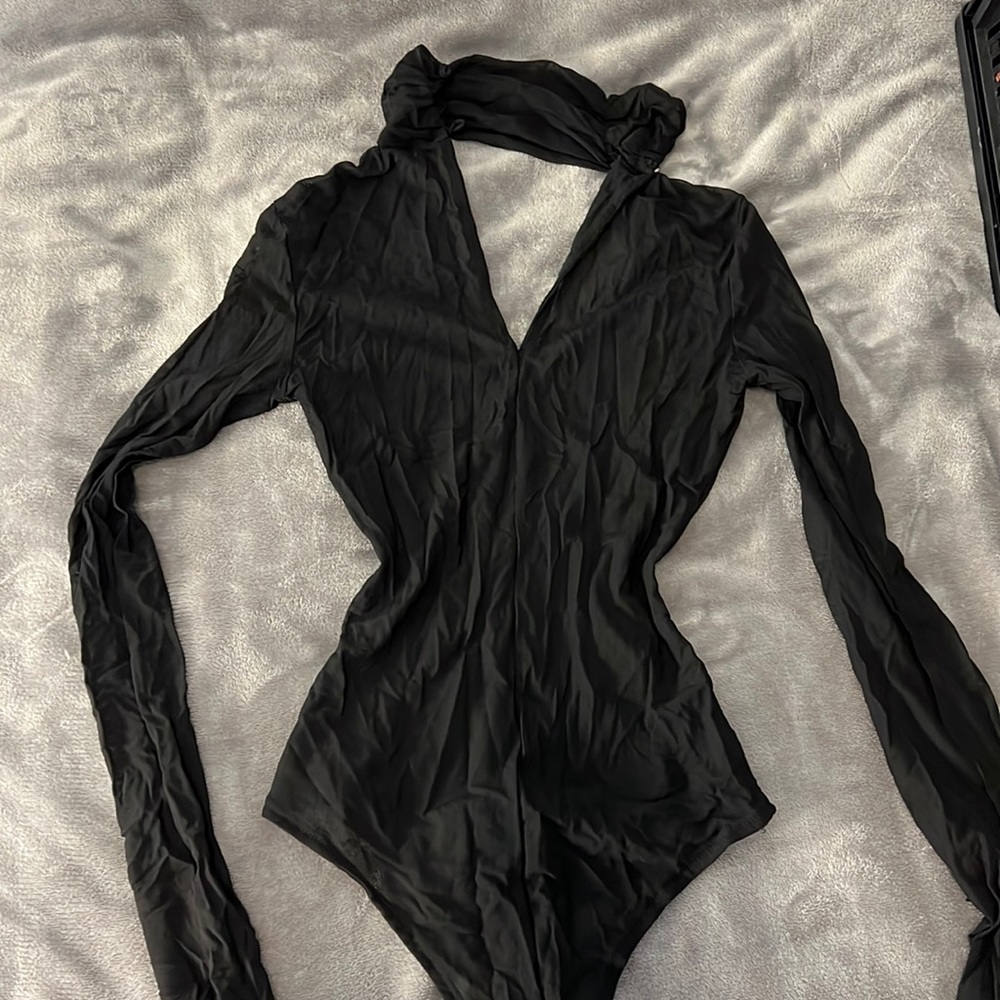 Black long Sleeve Mesh Bodysuit